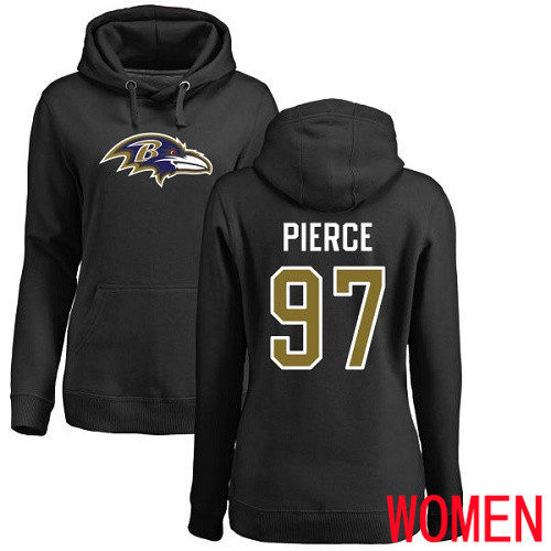 Baltimore Ravens Black Women Michael Pierce Name and Number Logo NFL Football #97 Pullover Hoodie Sweatshirt->baltimore ravens->NFL Jersey